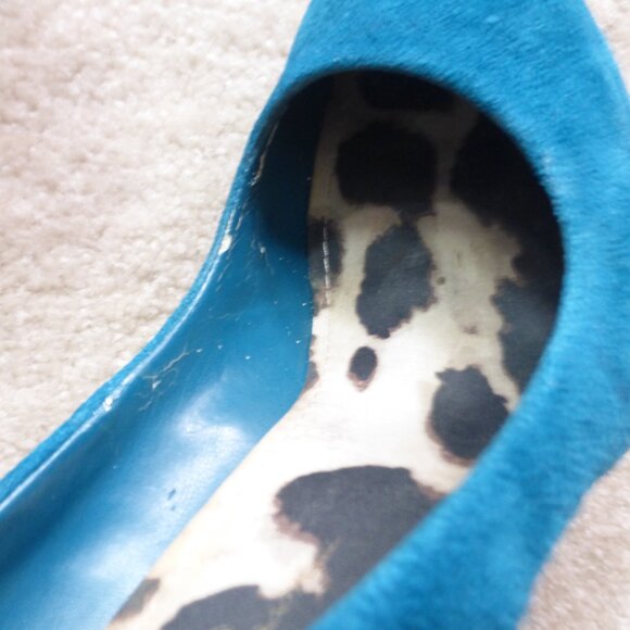 JESSICA SIMPSON dark teal faux suede platform pumps - Picture 6 of 14